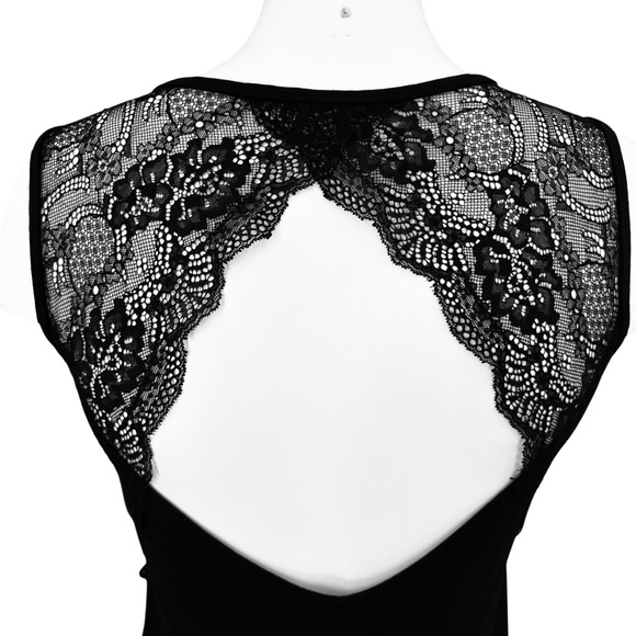NWTS Bluana made in Italy Elegant Black, Lace Back lingerie, calf length, sz S - Picture 6 of 11